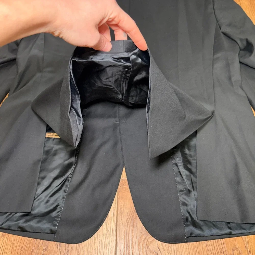 Pronto Uomo Signature Mens 46R Suit Jacket Black Super 120s Wool Made in Italy